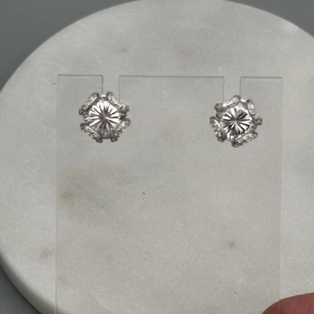 Bella Luce Sterling Silver Stud CZ Earrings Cluster Rhodium Plated JTV Gorgeous